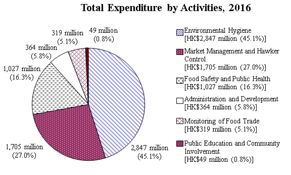 Graph of Total Expenditure by Activities in 2016